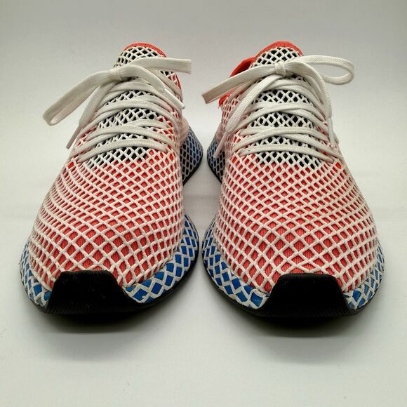 ADIDAS Deerupt CQ2624 Running Shoes Men\'s Sz 8.5 Solar Red Bluebird Mesh Lace-Up main image 4